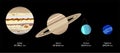 Gas giant planets of Solar System, vector illustration