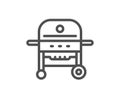 Gas grill line icon. Barbecue cooker for cooking food sign. Vector