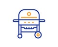 Gas grill line icon. Barbecue cooker for cooking food sign. Vector