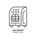 Gas heater line vector icon. Portable heating device. Editable stroke