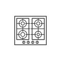 Gas hob kitchen household domestic appliances thin line icon