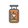Color illustration icon for Gas, flame and burn