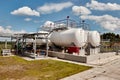 Gas industry. Tanks for storing liquefied gas and gas condensate at a gas production and processing plant Royalty Free Stock Photo