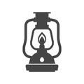 Gas lamp bold black silhouette icon isolated on white. Retro lantern for garden pictogram. Royalty Free Stock Photo