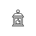 Gas lantern with burning light line icon