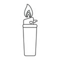 Gas lighter flame icon line