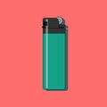 Gas lighter flat icon with long shadow isolated on red background. Royalty Free Stock Photo