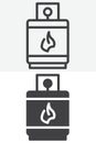 Gas lighter line and solid icon set pack outline different style Royalty Free Stock Photo