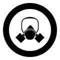 Gas mask icon black color in circle