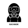 gas mask icon, black vector sign with editable strokes, concept illustration Royalty Free Stock Photo