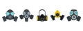 Gas mask icon set, flat style Royalty Free Stock Photo