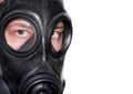 Gas mask man closeup