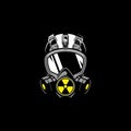 Gas mask with nuclear symbol vector template
