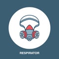 Gas mask, respirator flat line icon. Vector logo for personal protective equipment store. Health protection thin linear Royalty Free Stock Photo