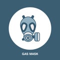 Gas mask, respirator flat line icon. Royalty Free Stock Photo