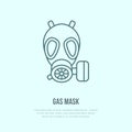 Gas mask, respirator flat line icon. Vector logo for personal protective equipment store. Health protection thin linear Royalty Free Stock Photo