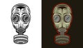 Gas mask vector illustration in two styles black on white and colorful on dark background Royalty Free Stock Photo