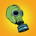 Gas mask, vintage rubber green, Retro background