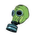 Gas mask, vintage rubber green, White background