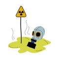 Gas Mask and Warning Triangle Sign of Radiation Hazard, Global Ecological Problem, Environmental Pollution By Chemicals Royalty Free Stock Photo