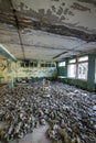 Gas masks on the floor in the middle school in Pripyat, Chernobyl exclusion zone. Nuclear catastrophe Royalty Free Stock Photo