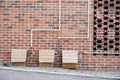 Gas meter box housing outside external to council house a row Royalty Free Stock Photo