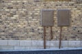 Gas meter box housing outside external to council house a row Royalty Free Stock Photo