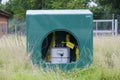 Gas meter in green box housing outside Royalty Free Stock Photo