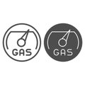 Gas meter line and solid icon. Fuel gouge counter, full tank. Oil industry vector design concept, outline style Royalty Free Stock Photo