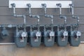 Gas meters and pipe natural gas wall metal Royalty Free Stock Photo