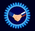 Gas nord stream business between Russia and European Union. Hand