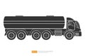 Gas, oil, fuel container Silhouette truck illustration on white background. Isolated transportation gasoline tanker truck car. Royalty Free Stock Photo