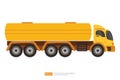 Gas, oil, fuel container yellow truck illustration on white background. Isolated transportation gasoline tanker truck car. Royalty Free Stock Photo