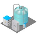 Gas oil industry platform , Oil storage tank. Isometric Vector Illustration.