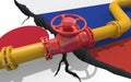 Gas pipeline between Russia and Japan. 3d illustration