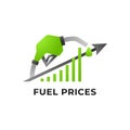 Gas or Oil Prices Going Up. Fuel Illustration with Rising Graph and Arrow. Gasoline Fuel Price Increase Icon