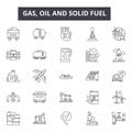 Gas, oil and solid fuel line icons, signs, vector set, linear concept, outline illustration Royalty Free Stock Photo