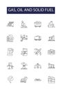 Gas, oil and solid fuel line vector icons and signs. oil, fuel, power, gasoline, vector, illustration, industry,energy