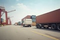 Gas or oil Truck on highway road container, transportation concept.,import,export logistic industrial Transporting Land Royalty Free Stock Photo