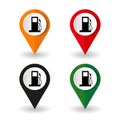 Gas petrol fuel station pin pointer marker icon vector, gasoline refill pump map location position sign, locator symbol flat Royalty Free Stock Photo