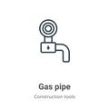 Gas pipe outline vector icon. Thin line black gas pipe icon, flat vector simple element illustration from editable construction Royalty Free Stock Photo
