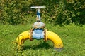 Gas pipe with a valve against nature Royalty Free Stock Photo