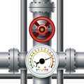 Gas pipe valve, pressure meter Royalty Free Stock Photo