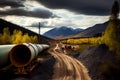 gas pipeline being constructed in remote, wilderness area Royalty Free Stock Photo