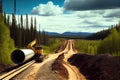 gas pipeline being constructed in remote, wilderness area Royalty Free Stock Photo