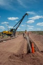 Gas pipeline construction process in Vaca Muerta, Neuquen, Argentina.