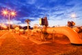 Gas pipeline at night Royalty Free Stock Photo