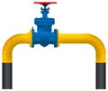 Gas pipeline yellow pipe and big gas valve