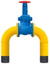 Gas pipeline yellow pipe and large gas faucet