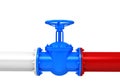 Gas pipes valve connection with russian flag Royalty Free Stock Photo